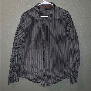 Long sleeve button up dress shirt.